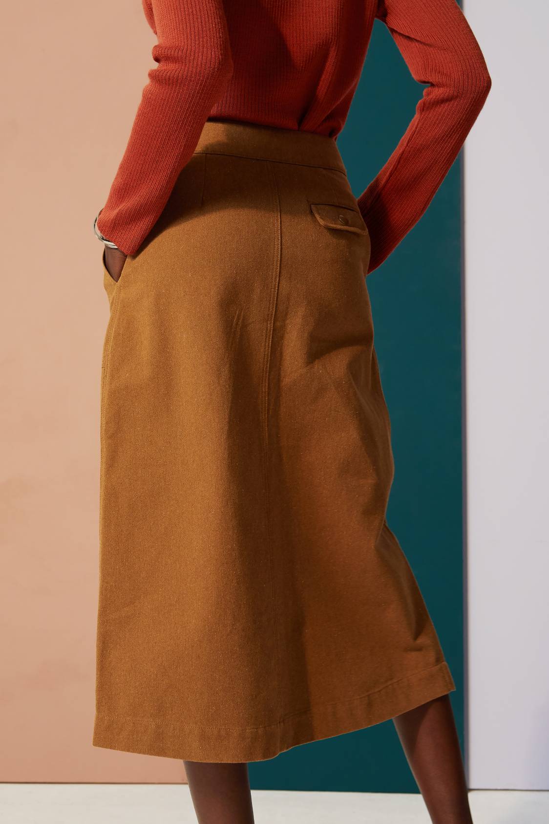 MSM Jacynthe Straight Mottled Skirt — BROWN — LAST PIECE