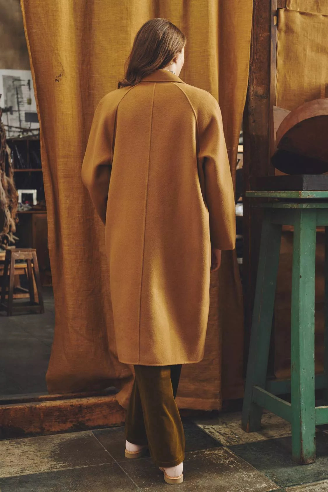 Madalin Long Wool Coat - Camel