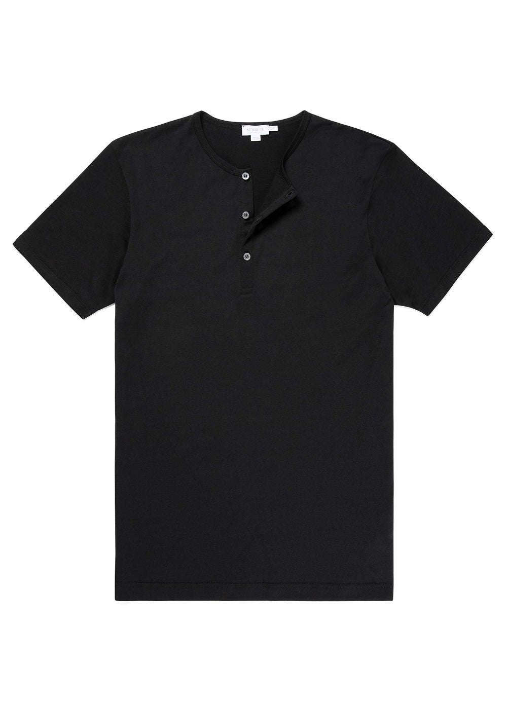 SUNSPEL Classic Henley T-shirt - BLACK